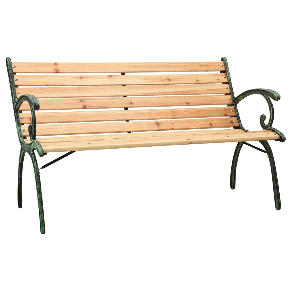 Garden Bench 123 cm Cast Iron and Solid Firwood - Newstart Furniture