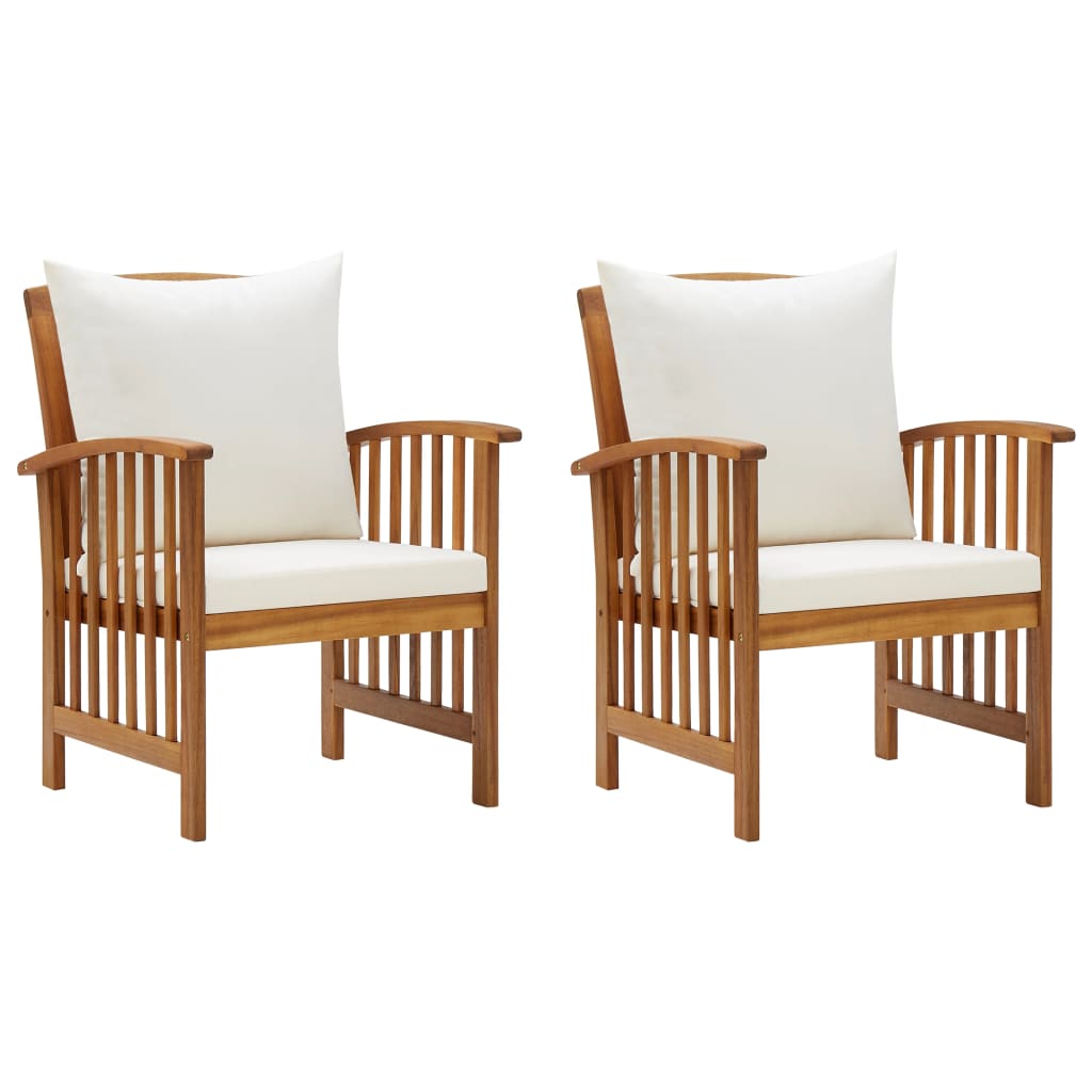 Garden Chairs with Cushions 2 pcs Solid Acacia Wood - Newstart Furniture