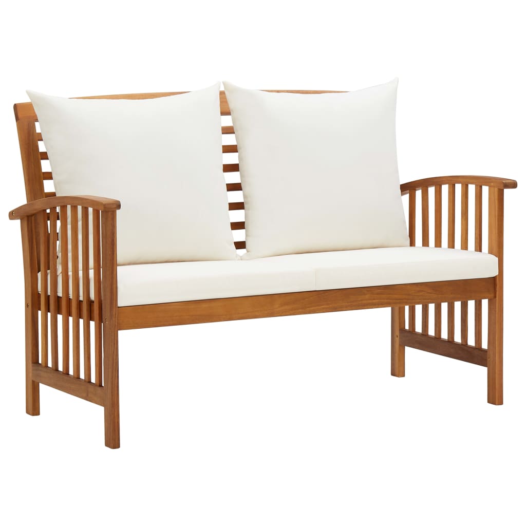 Garden Bench with Cushions 119 cm Solid Acacia Wood - Newstart Furniture