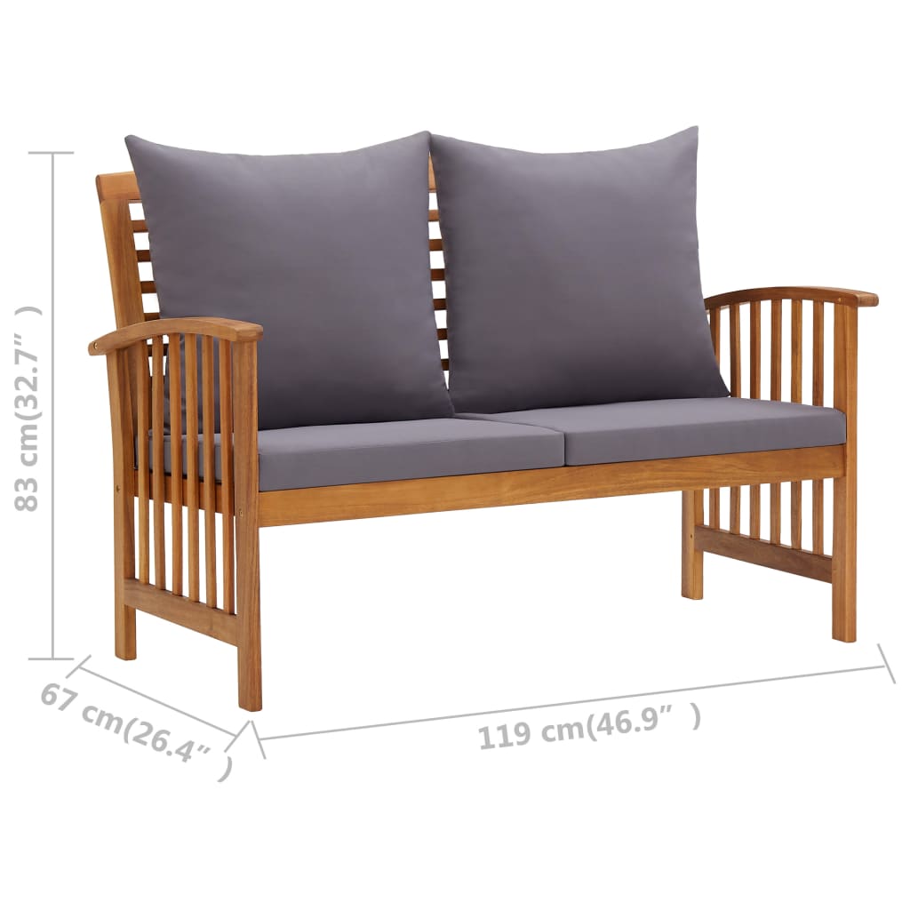 Garden Bench with Cushions 119 cm Solid Acacia Wood - Newstart Furniture