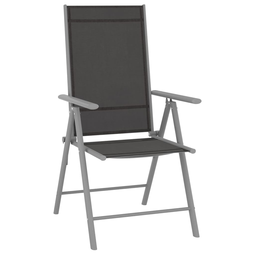 Folding Garden Chairs 2 pcs Textilene Black - Newstart Furniture