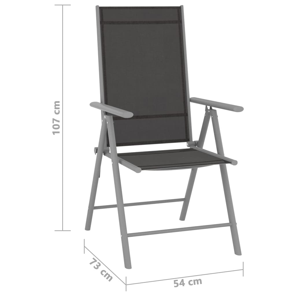 Folding Garden Chairs 2 pcs Textilene Black - Newstart Furniture