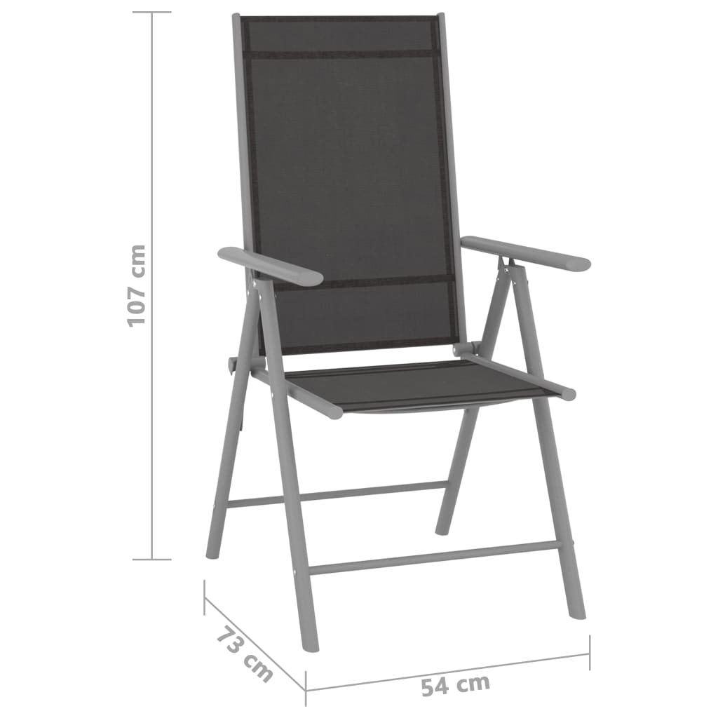 Folding Garden Chairs 6 pcs Textilene Black - Newstart Furniture