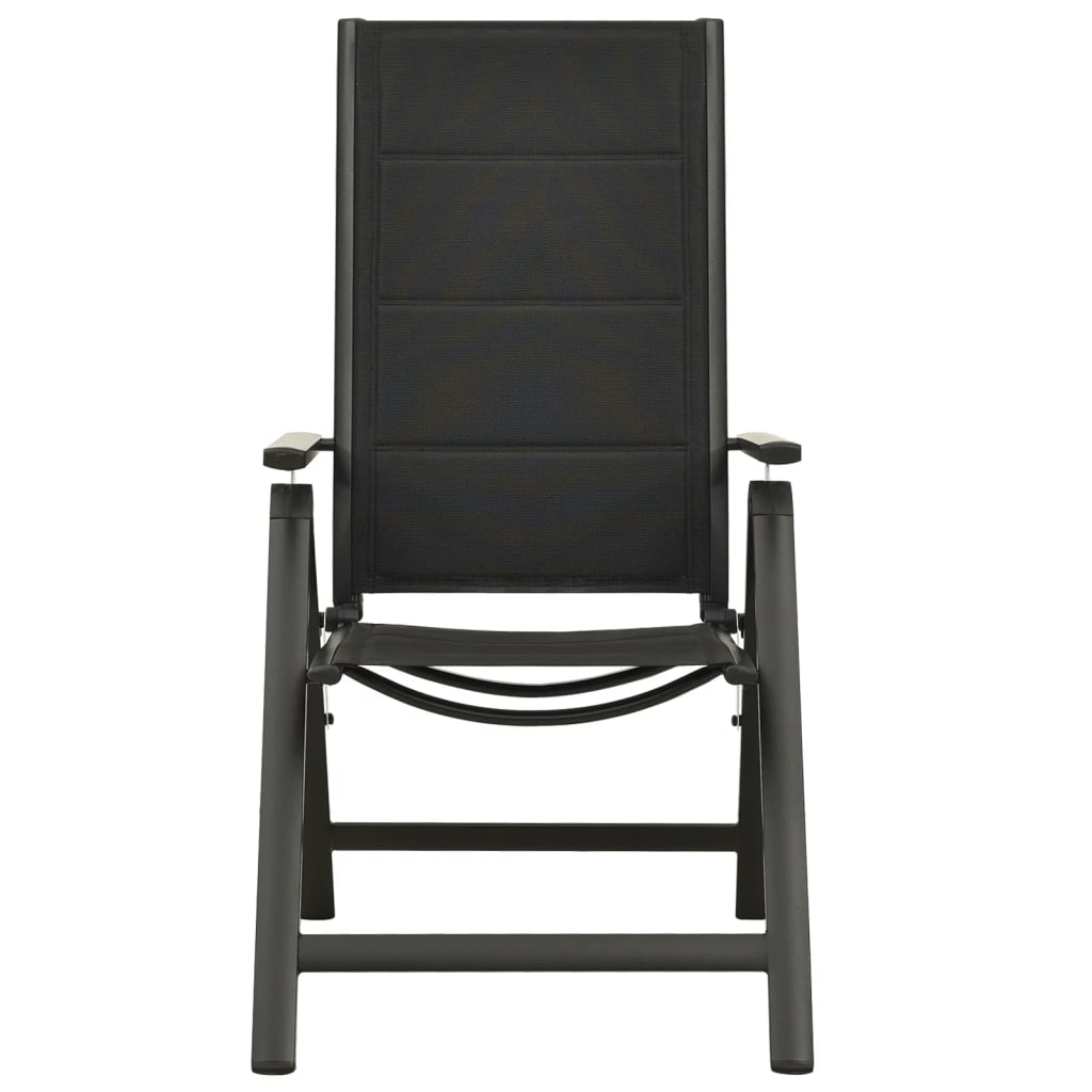 Folding Garden Chairs 2 pcs Textilene and Aluminium Black - Newstart Furniture