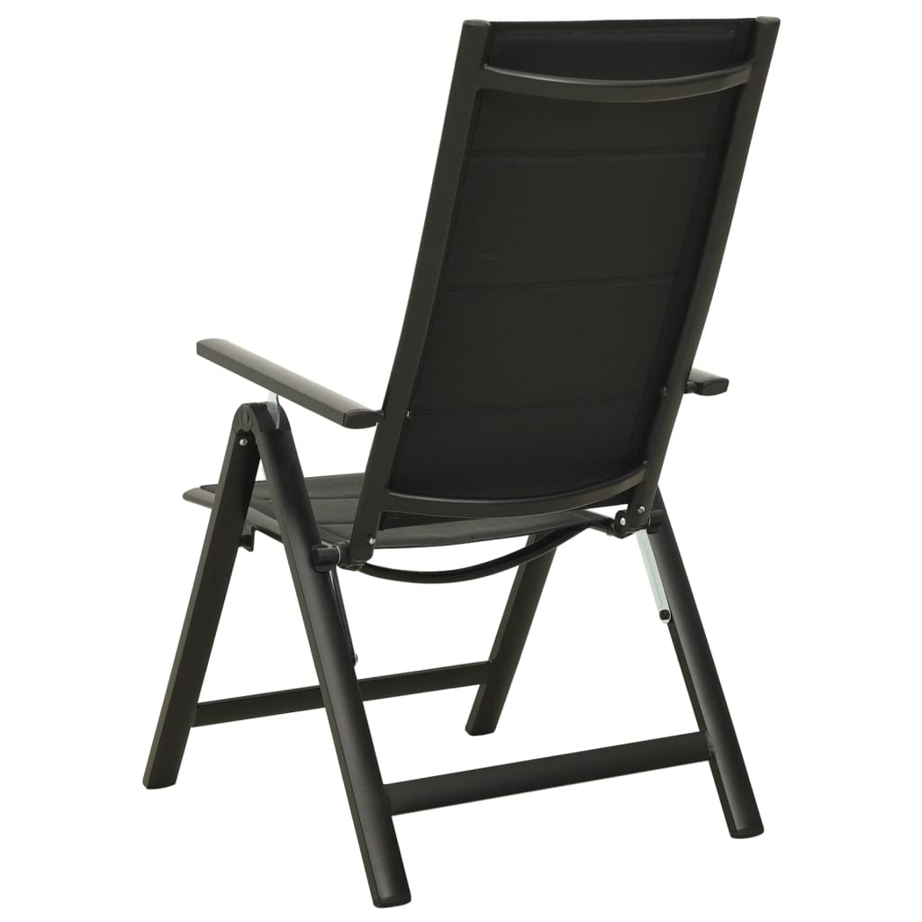Folding Garden Chairs 2 pcs Textilene and Aluminium Black - Newstart Furniture