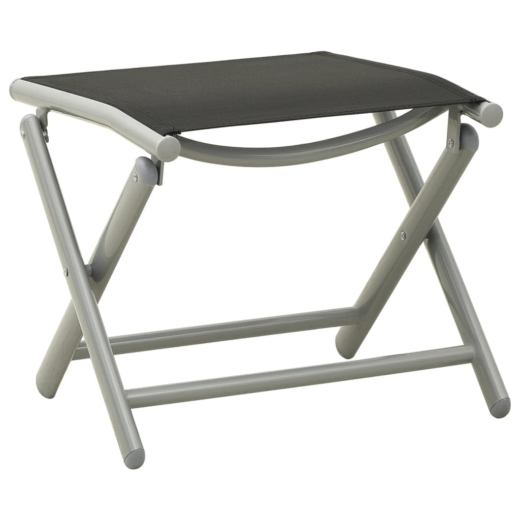 Folding Footrest Black and Silver Textilene and Aluminium - Newstart Furniture