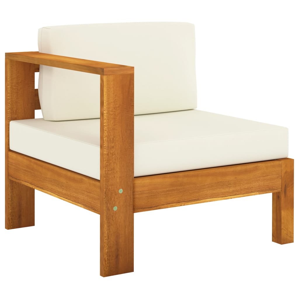 Middle Sofa with 1 Armrest Cream White Solid Acacia Wood - Newstart Furniture