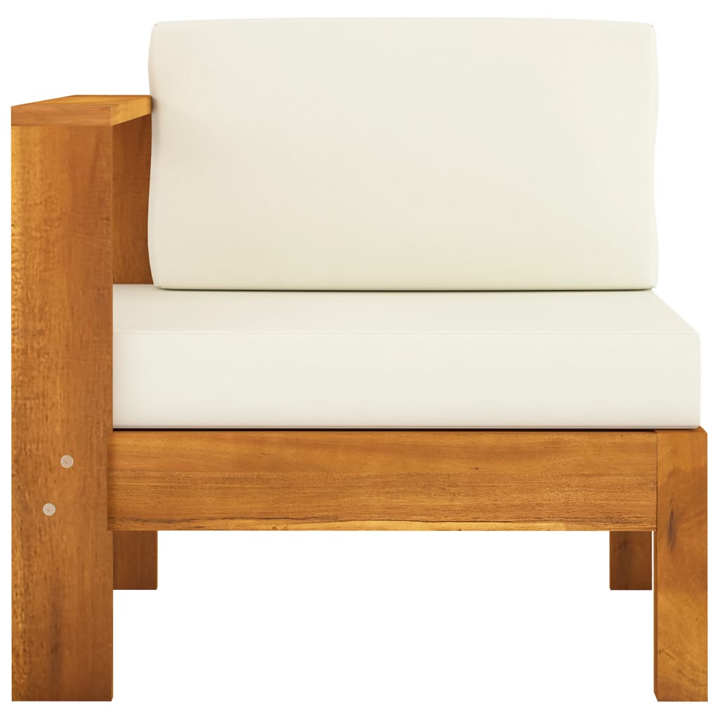 Middle Sofa with 1 Armrest Cream White Solid Acacia Wood - Newstart Furniture