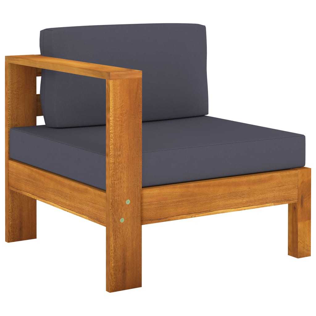 Middle Sofa with 1 Armrest Dark Grey Solid Acacia Wood - Newstart Furniture
