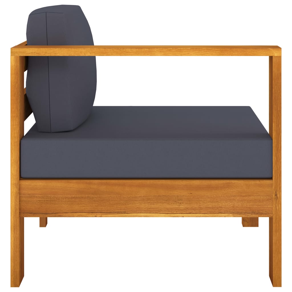 Middle Sofa with 1 Armrest Dark Grey Solid Acacia Wood - Newstart Furniture