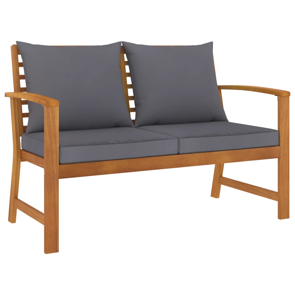 Garden Bench 120 cm with Dark Grey Cushion Solid Acacia Wood - Newstart Furniture