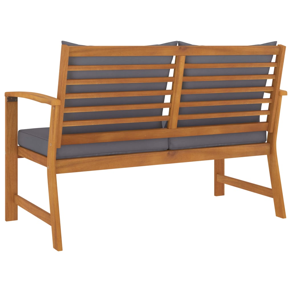 Garden Bench 120 cm with Dark Grey Cushion Solid Acacia Wood - Newstart Furniture
