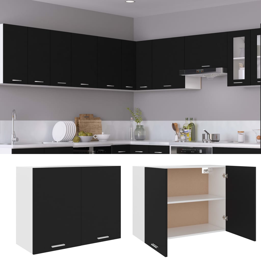 Hanging Cabinet Black 80x31x60 cm Engineered Wood - Newstart Furniture