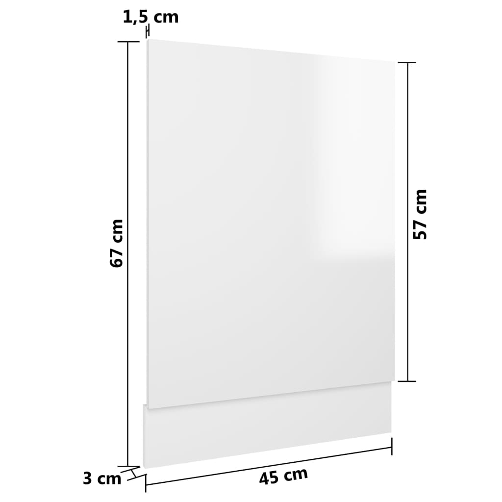 Dishwasher Panel High Gloss White 45x3x67 cm Engineered Wood - Newstart Furniture