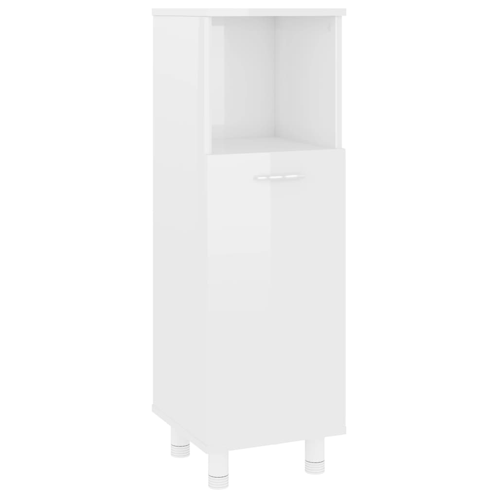 Bathroom Cabinet High Gloss White 30x30x95 cm Engineered Wood - Newstart Furniture