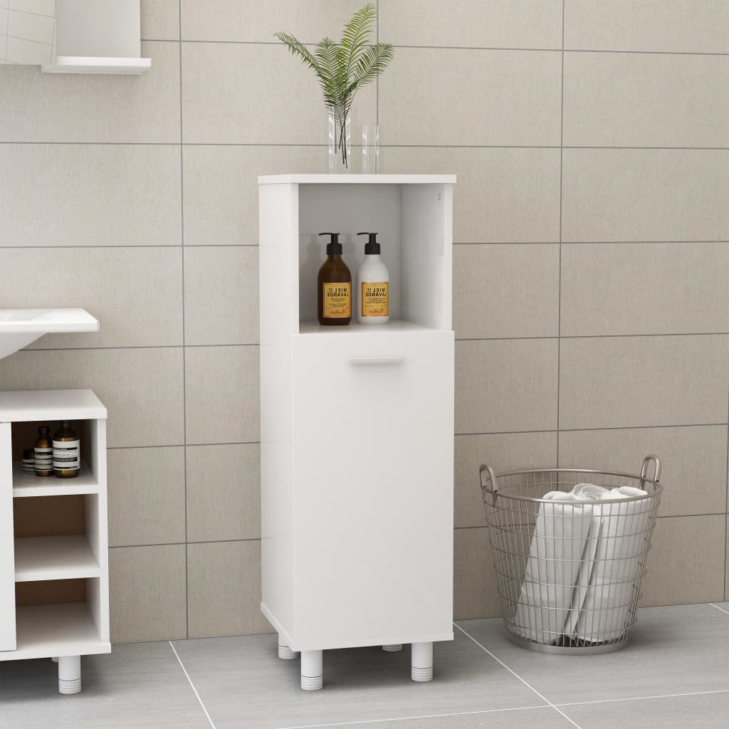 Bathroom Cabinet High Gloss White 30x30x95 cm Engineered Wood - Newstart Furniture