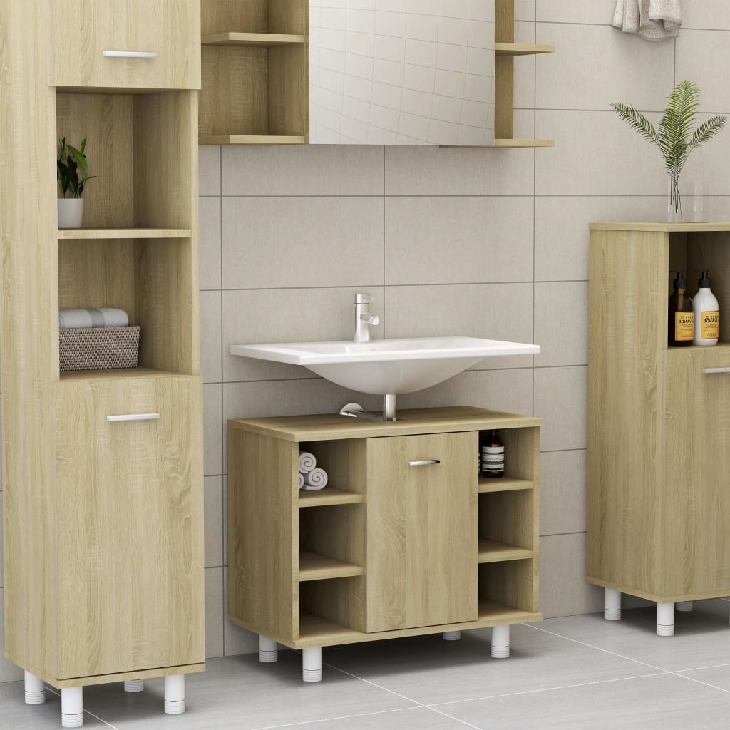 Bathroom Cabinet Sonoma Oak 60x32x53.5 cm Engineered Wood - Newstart Furniture