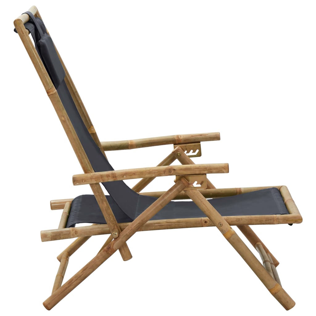 Reclining Relaxing Chair Dark Grey Bamboo and Fabric - Newstart Furniture