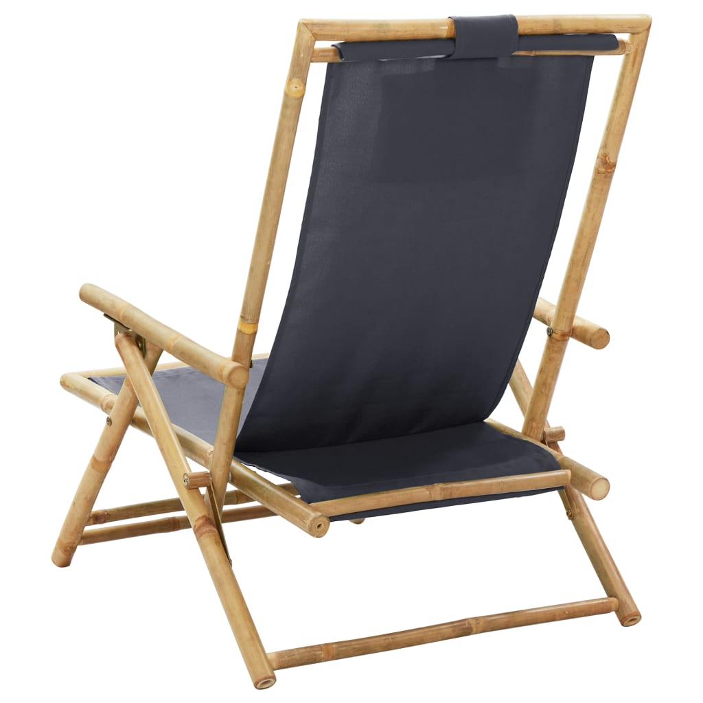 Reclining Relaxing Chair Dark Grey Bamboo and Fabric - Newstart Furniture
