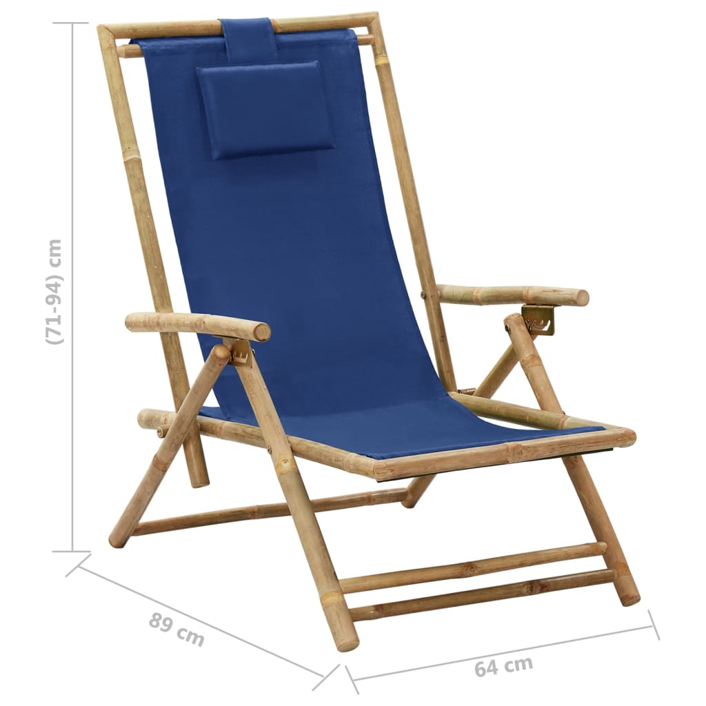 Reclining Relaxing Chair Navy Blue Bamboo and Fabric - Newstart Furniture
