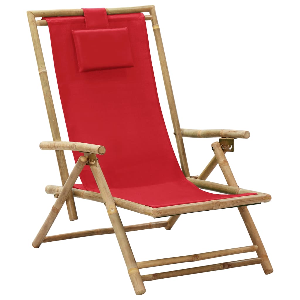 Reclining Relaxing Chair Red Bamboo and Fabric - Newstart Furniture