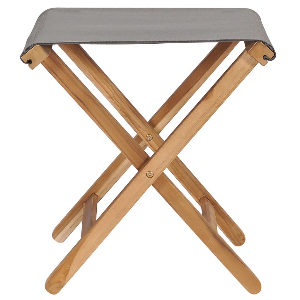 Folding Chairs 2 pcs Solid Teak Wood and Fabric Dark Grey - Newstart Furniture