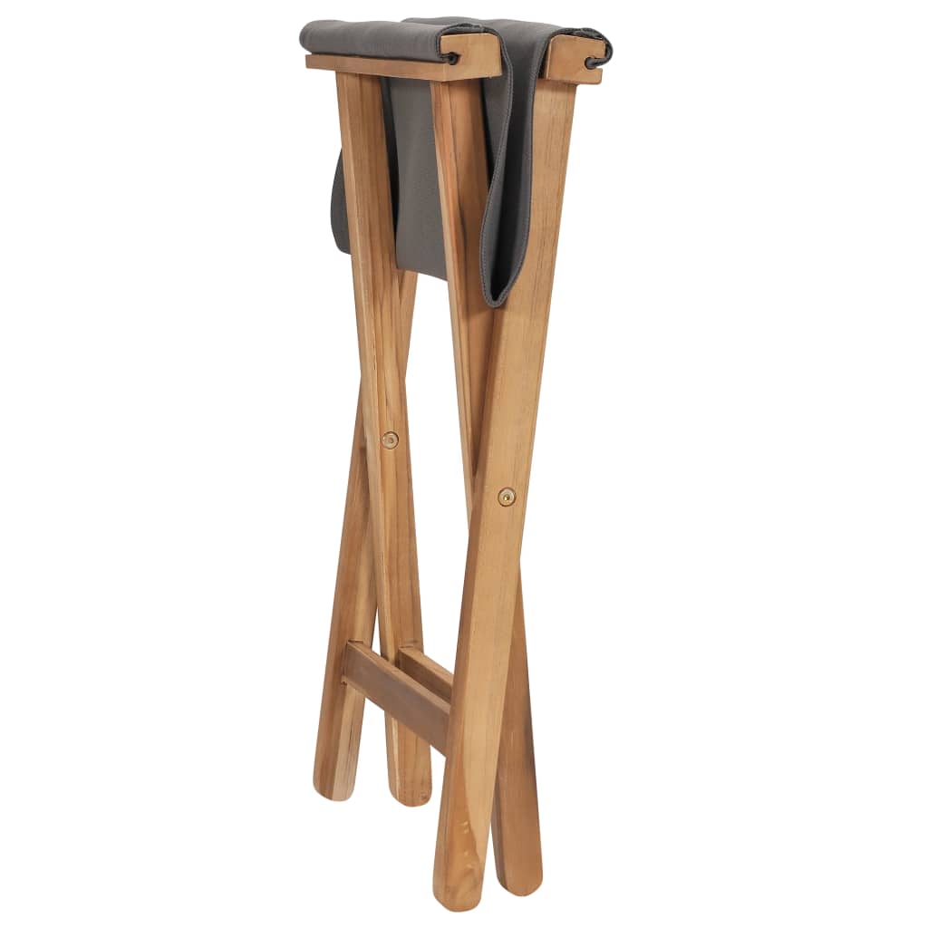 Folding Chairs 2 pcs Solid Teak Wood and Fabric Dark Grey - Newstart Furniture