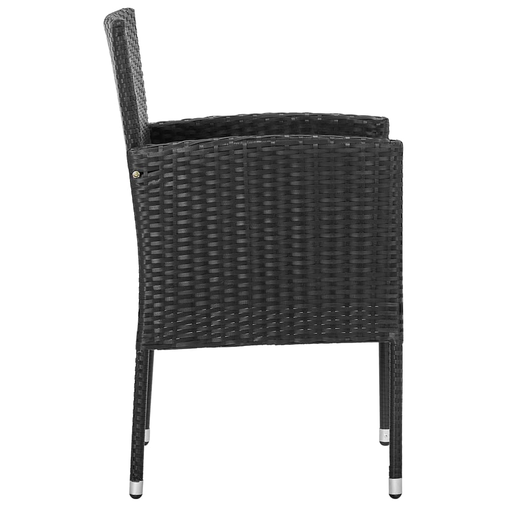 Garden Chairs 2 pcs Poly Rattan Black - Newstart Furniture