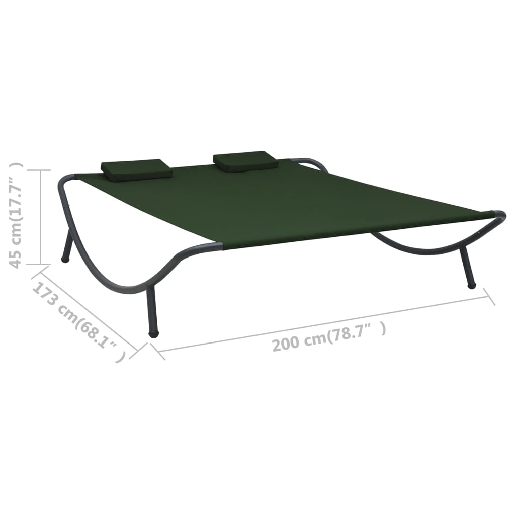 Outdoor Lounge Bed Fabric Green - Newstart Furniture