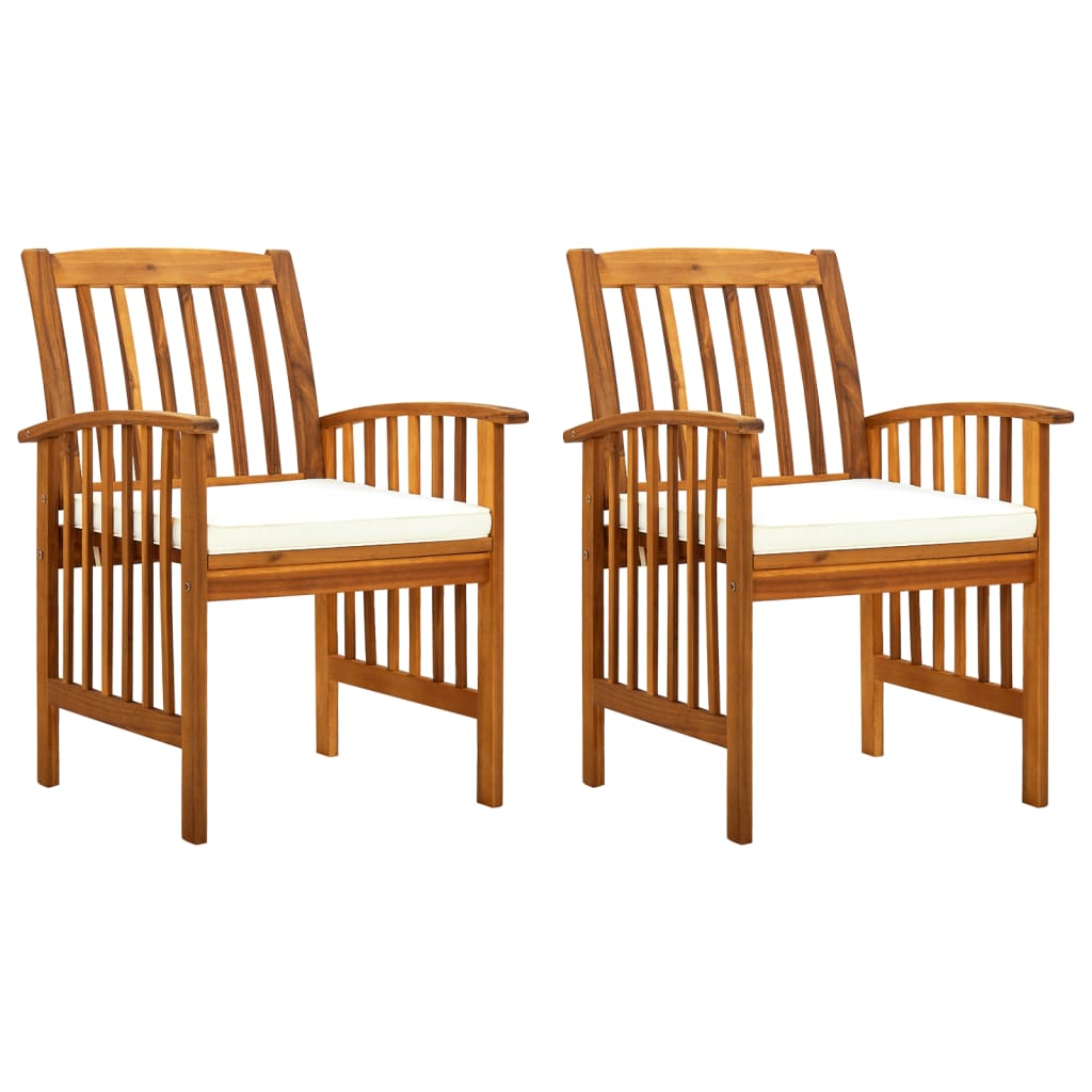 Garden Dining Chairs 2 pcs with Cushions Solid Acacia Wood - Newstart Furniture