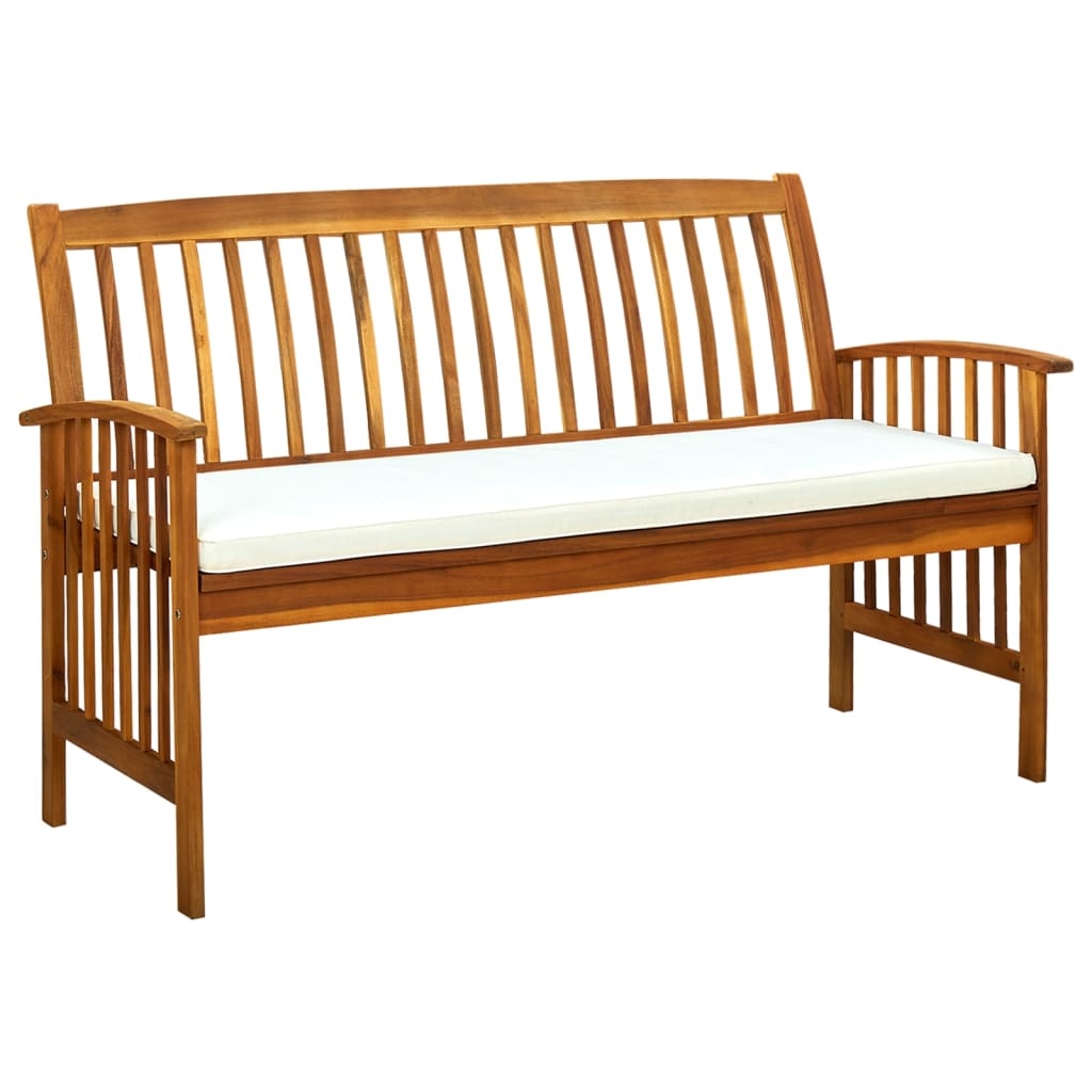 Garden Bench with Cushion 147 cm Solid Acacia Wood - Newstart Furniture