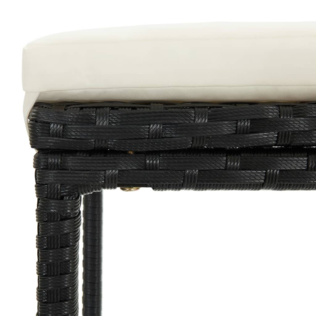 Bar Stools with Cushions 2 pcs Black Poly Rattan - Newstart Furniture