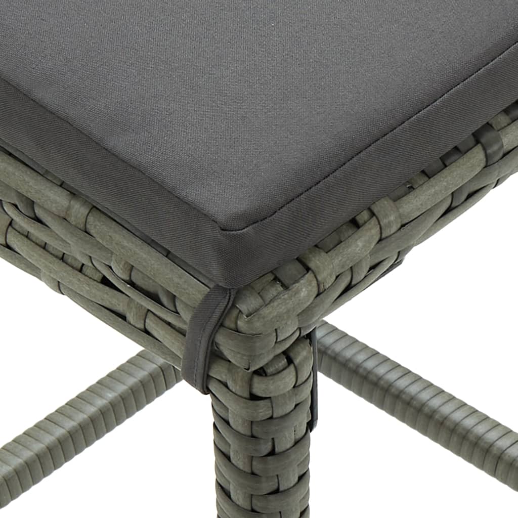 Bar Stools with Cushions 2 pcs Grey Poly Rattan - Newstart Furniture