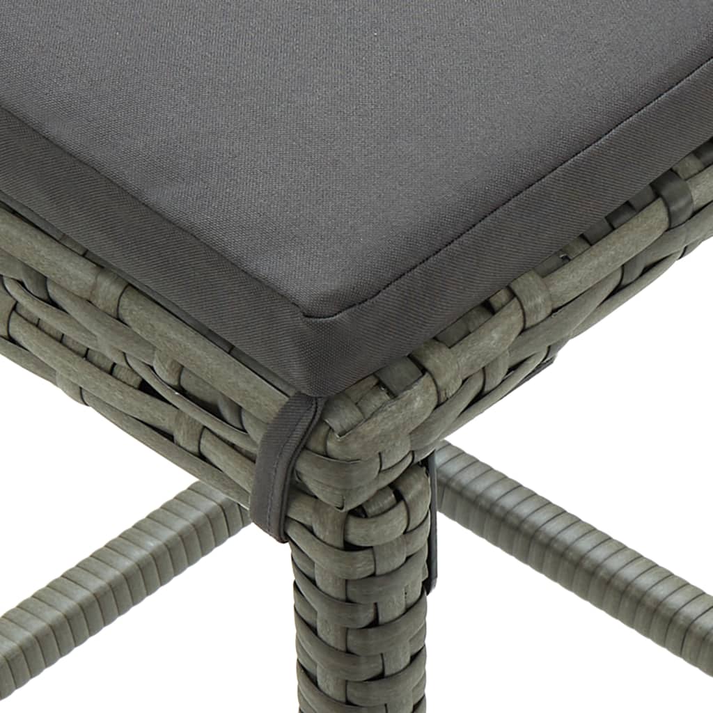 Bar Stools with Cushions 3 pcs Grey Poly Rattan - Newstart Furniture