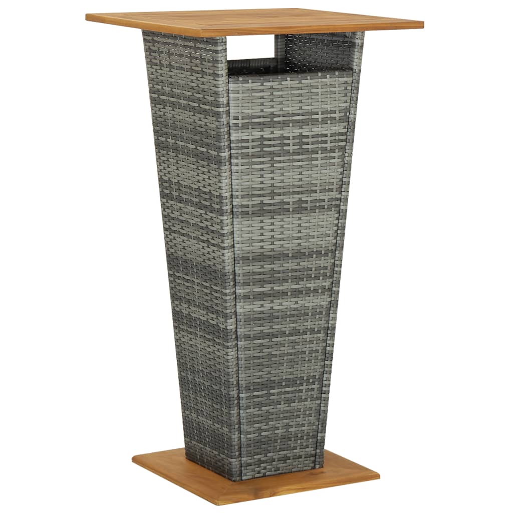 Bar Table Grey 60x60x110 cm Poly Rattan and Solid Acacia Wood - Newstart Furniture