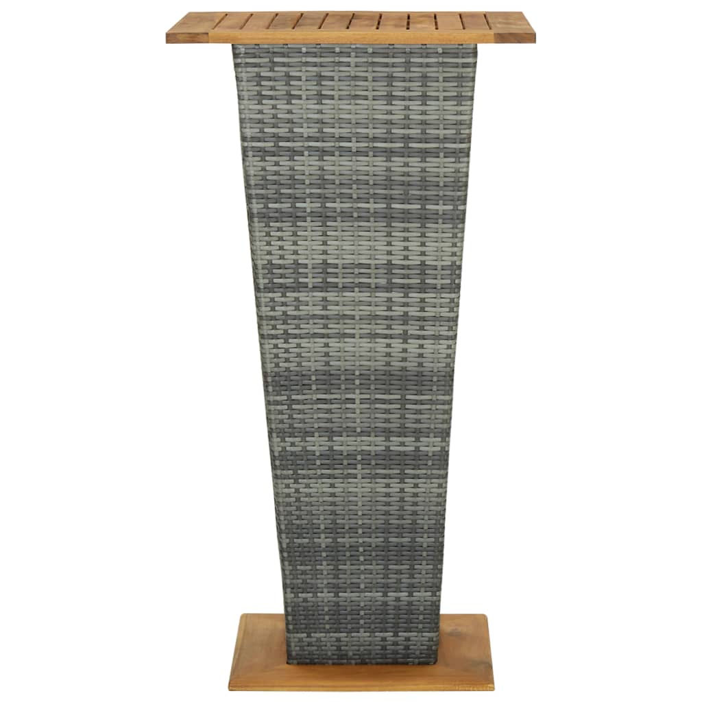 Bar Table Grey 60x60x110 cm Poly Rattan and Solid Acacia Wood - Newstart Furniture