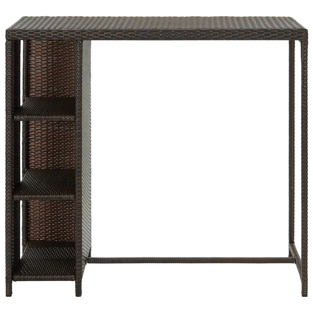 Bar Table with Storage Rack Brown 120x60x110 cm Poly Rattan - Newstart Furniture