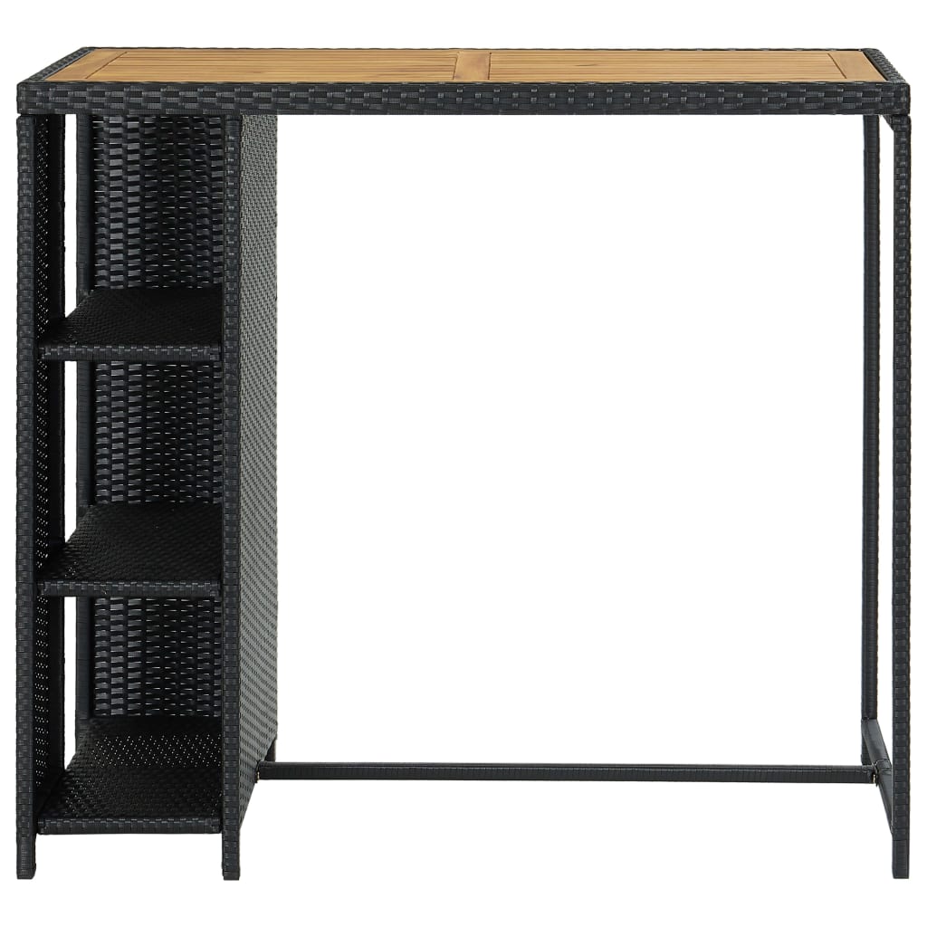 Bar Table with Storage Rack Black 120x60x110 cm Poly Rattan - Newstart Furniture