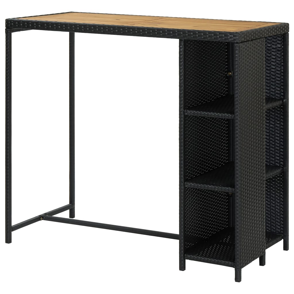 Bar Table with Storage Rack Black 120x60x110 cm Poly Rattan - Newstart Furniture