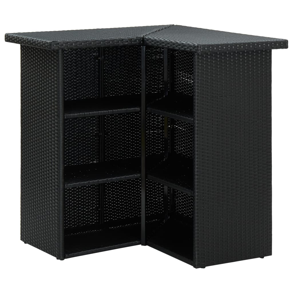 Corner Bar Table Black 100x50x105 cm Poly Rattan - Newstart Furniture