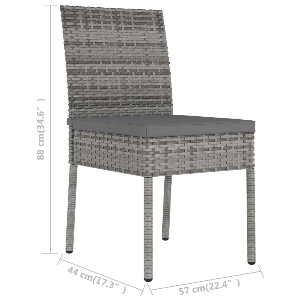 Garden Dining Chairs 2 pcs Poly Rattan Grey - Newstart Furniture