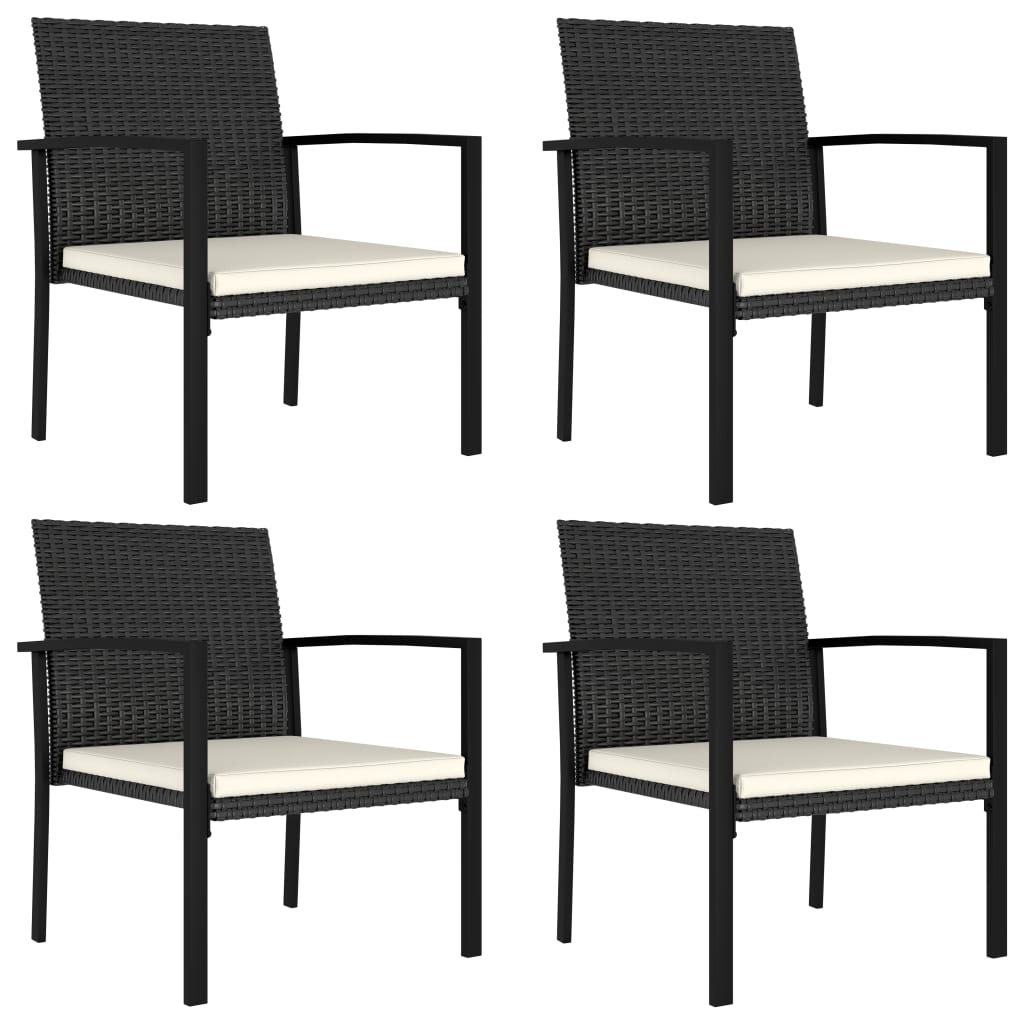 Garden Dining Chairs 4 pcs Poly Rattan Black - Newstart Furniture