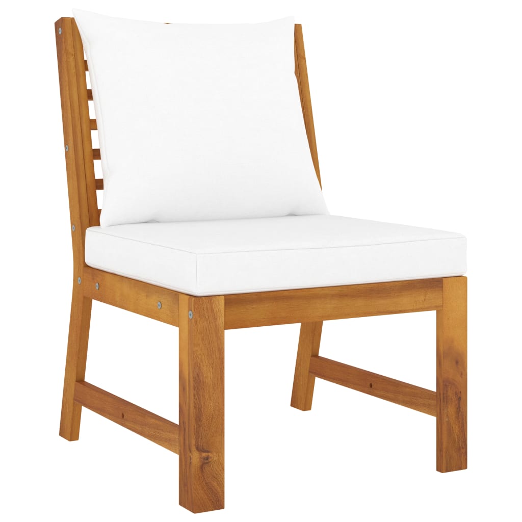 5 Piece Garden Lounge Set with Cushion Cream Solid Acacia Wood - Newstart Furniture