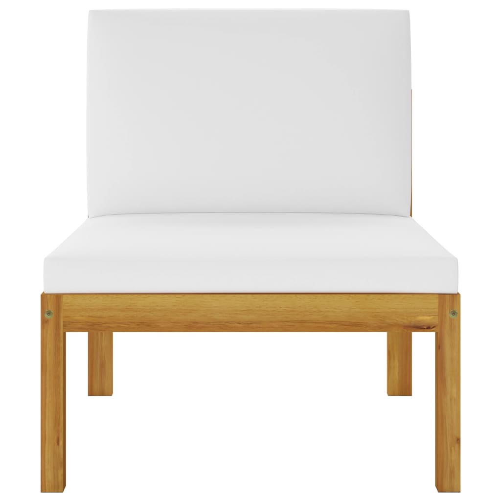 6 Piece Garden Lounge Set with Cushions Cream Solid Acacia Wood - Newstart Furniture