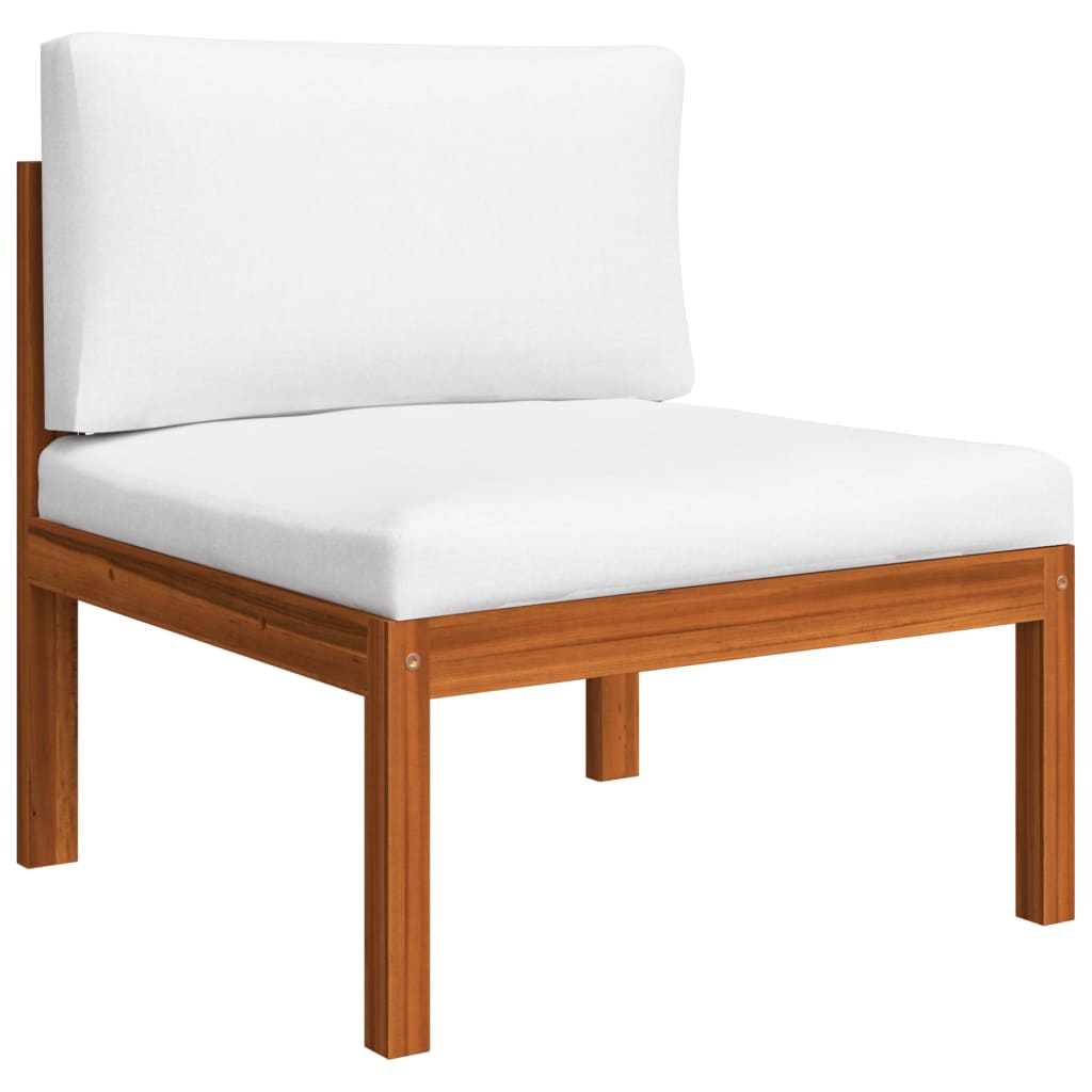 7 Piece Garden Lounge Set with Cushions Cream Solid Acacia Wood - Newstart Furniture