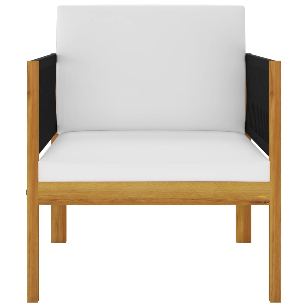 5 Piece Garden Lounge Set with Cushions Cream Solid Acacia Wood - Newstart Furniture