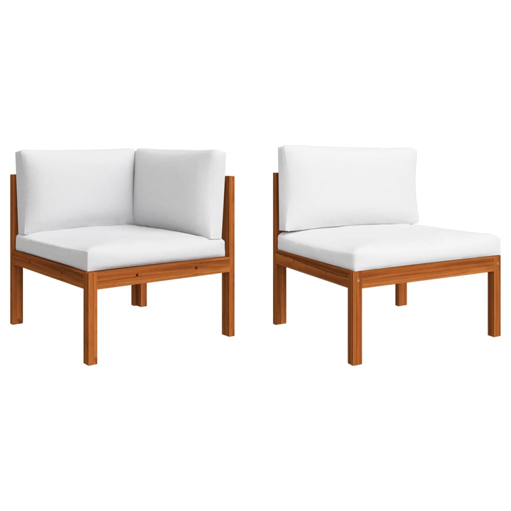 9 Piece Garden Lounge Set with Cushions Cream Solid Acacia Wood - Newstart Furniture