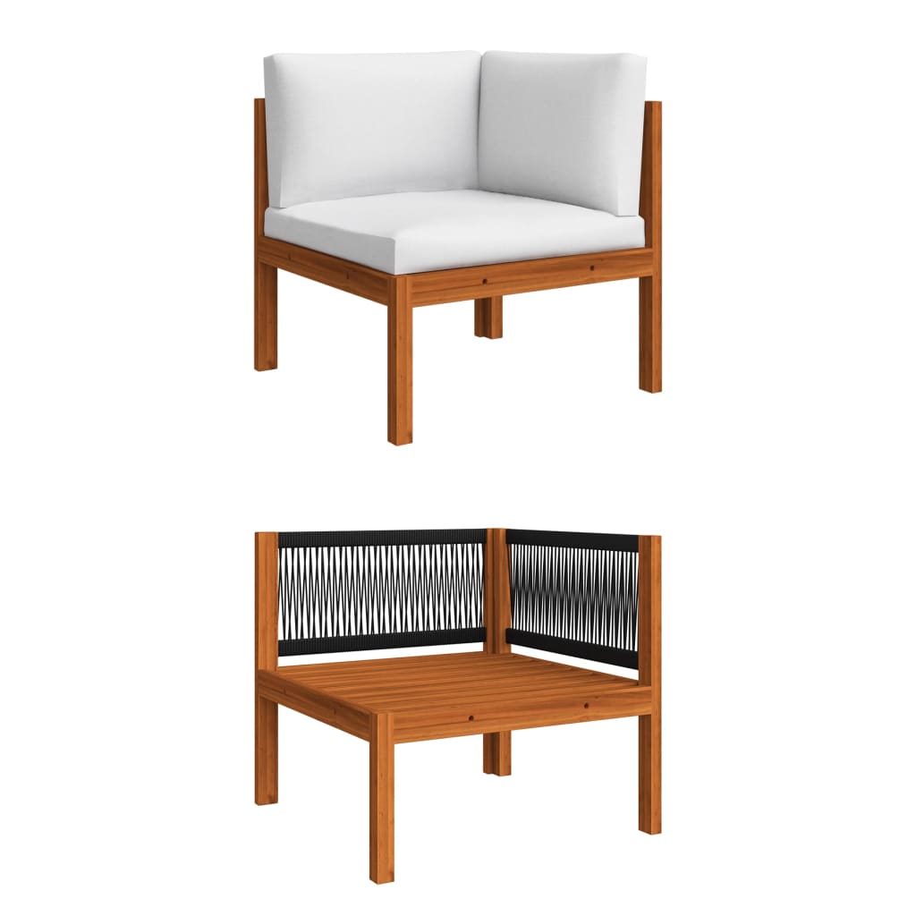 7 Piece Garden Lounge Set with Cushions Cream Solid Acacia Wood - Newstart Furniture
