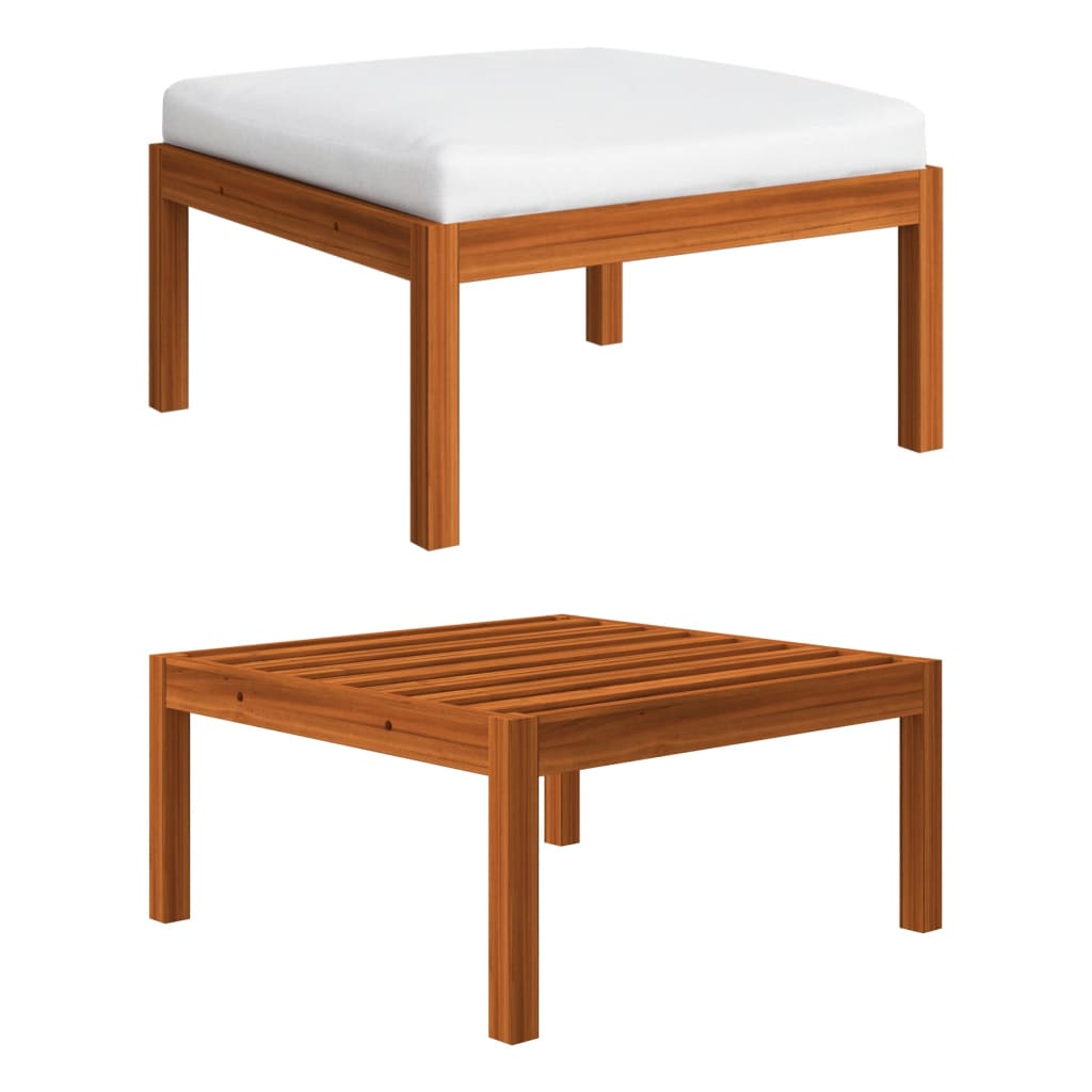 Garden Footstool with Cushion Solid Acacia Wood - Newstart Furniture