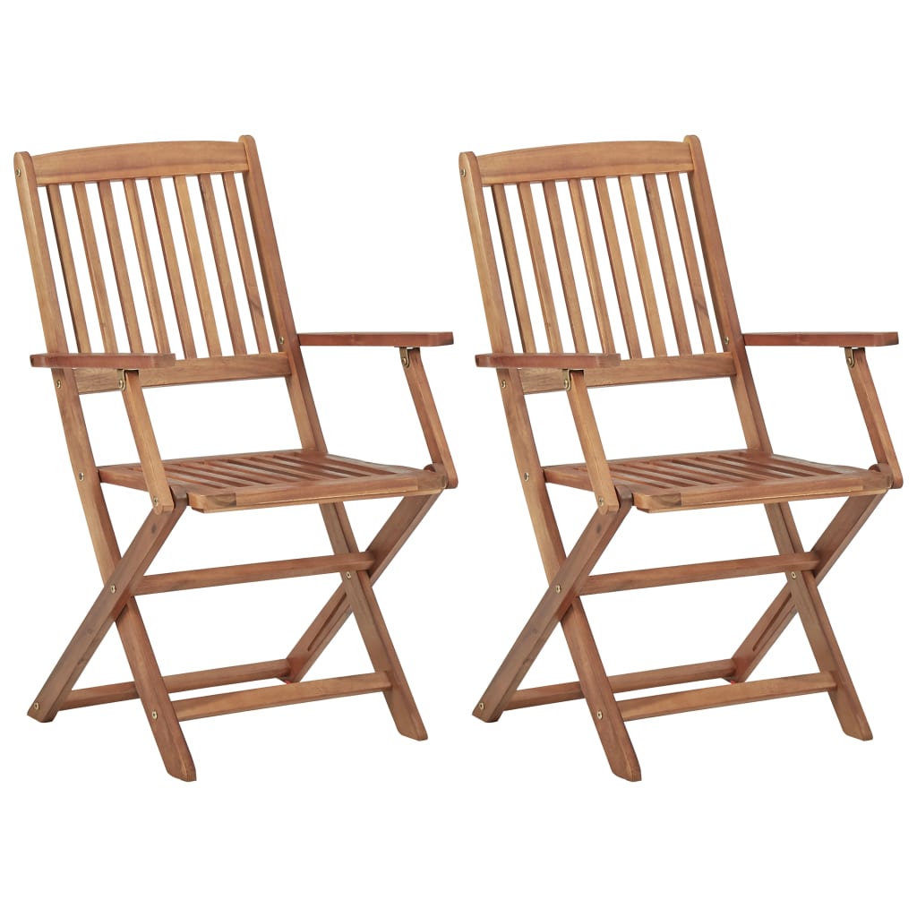 Folding Outdoor Chairs 2 pcs Solid Acacia Wood - Newstart Furniture